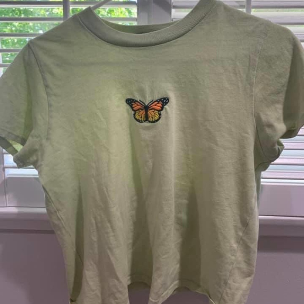 brandy melville lime green butterfly tee